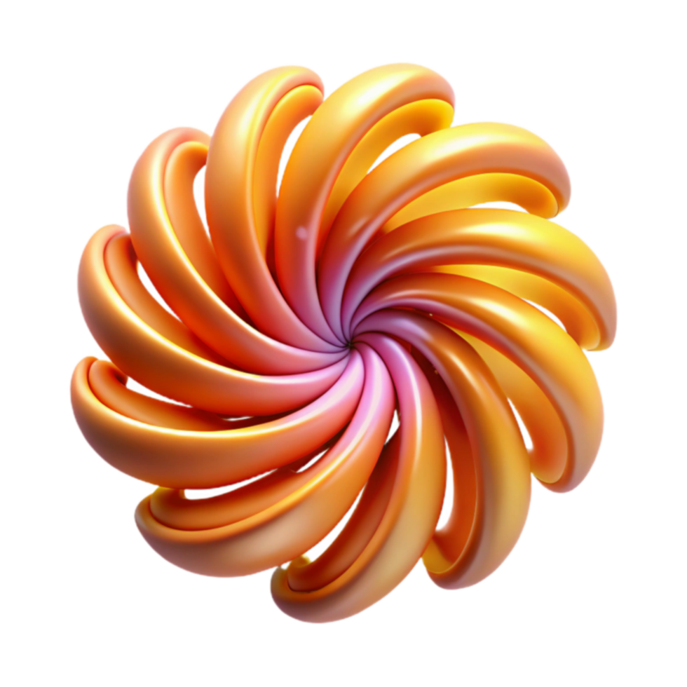 Abstract Spiral 3D Render of Intertwined Orange Curves png