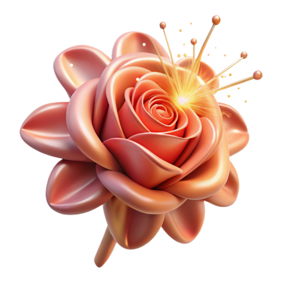 Glowing Rose 3D Render of a Sparkling Flower png