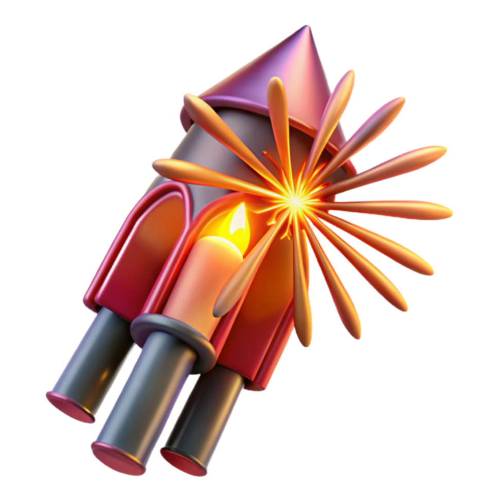 Illuminated Rocket Launch Festive 3D Render png