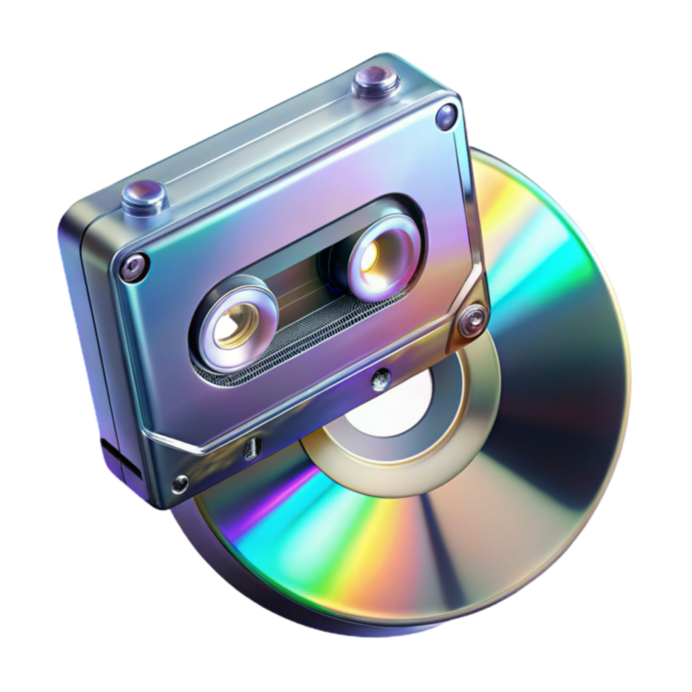 Retro Cassette Tape and Compact Disc A Nostalgic Blend png