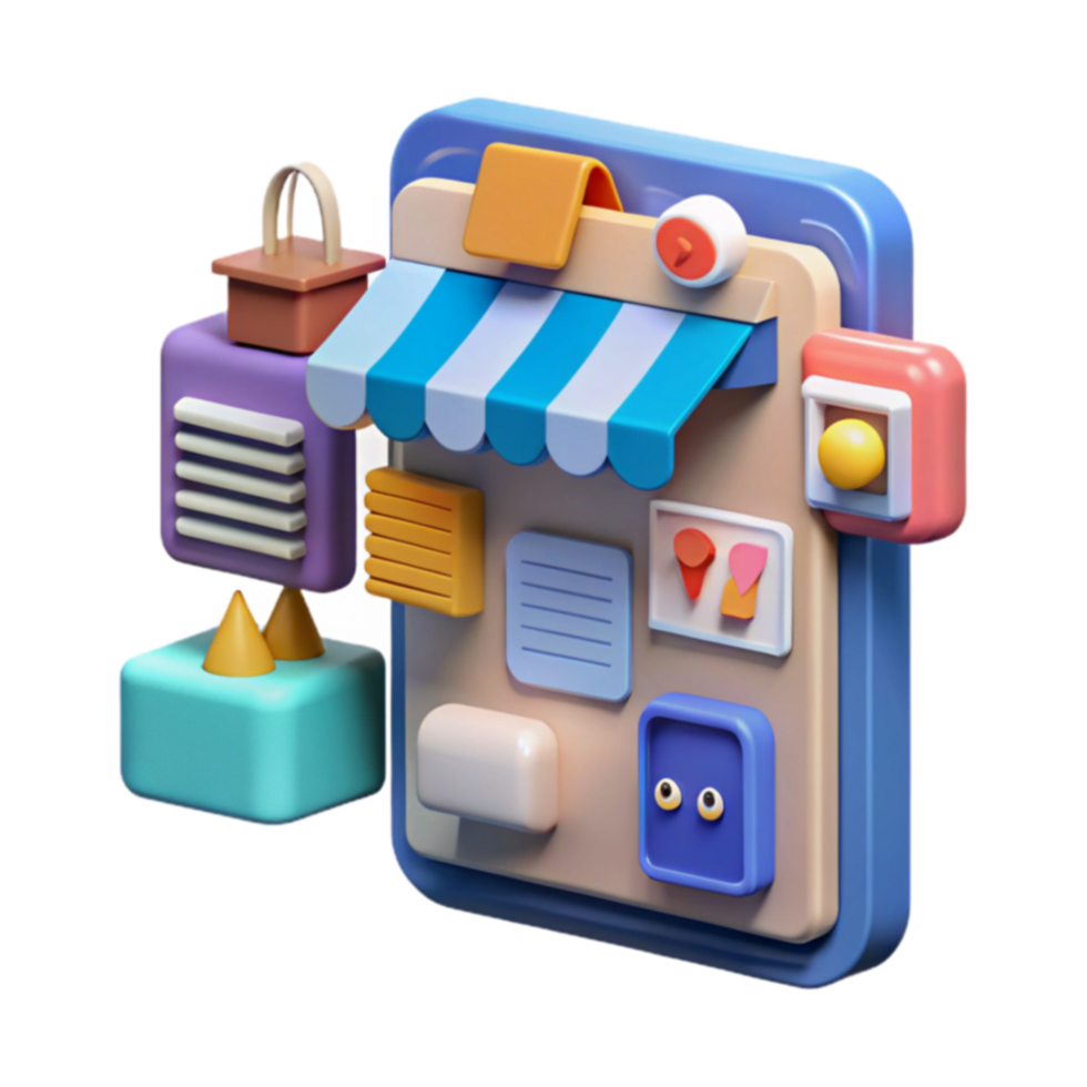 Móvel comércio eletrônico fazer compras 3d ui Projeto elementos png