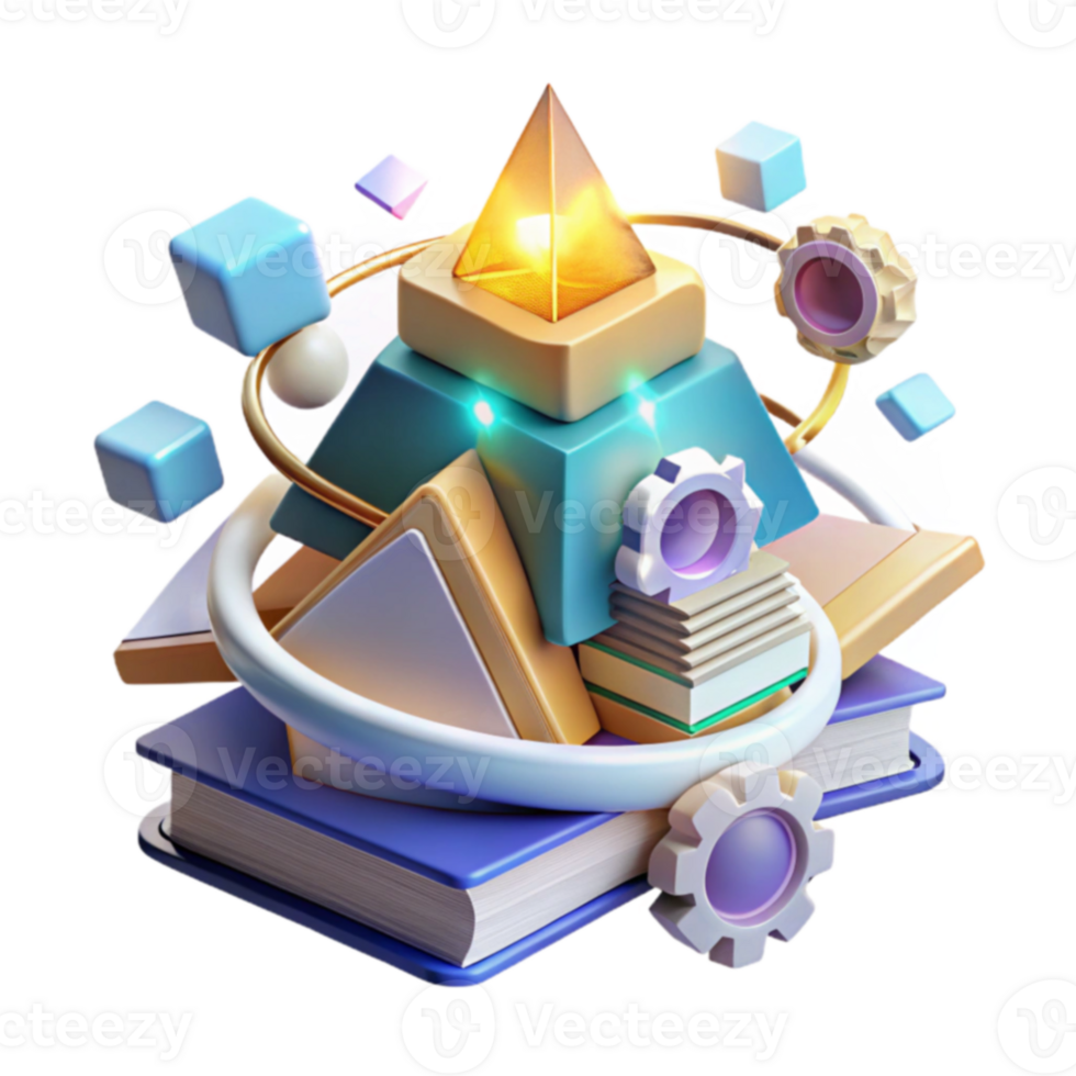 Abstract 3D Shapes, Book, Learning, Knowledge, Geometric, Education, Technology, Innovation, Design, Creativity png