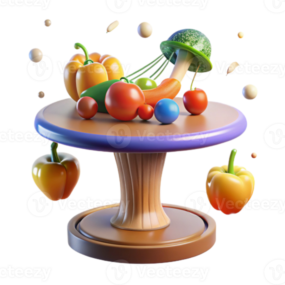 Vibrant Produce on Tabletop Still Life png