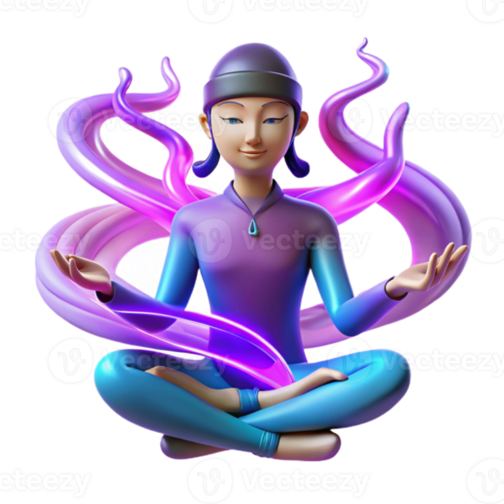 Serene Figure in Lotus Pose with Flowing Energy png