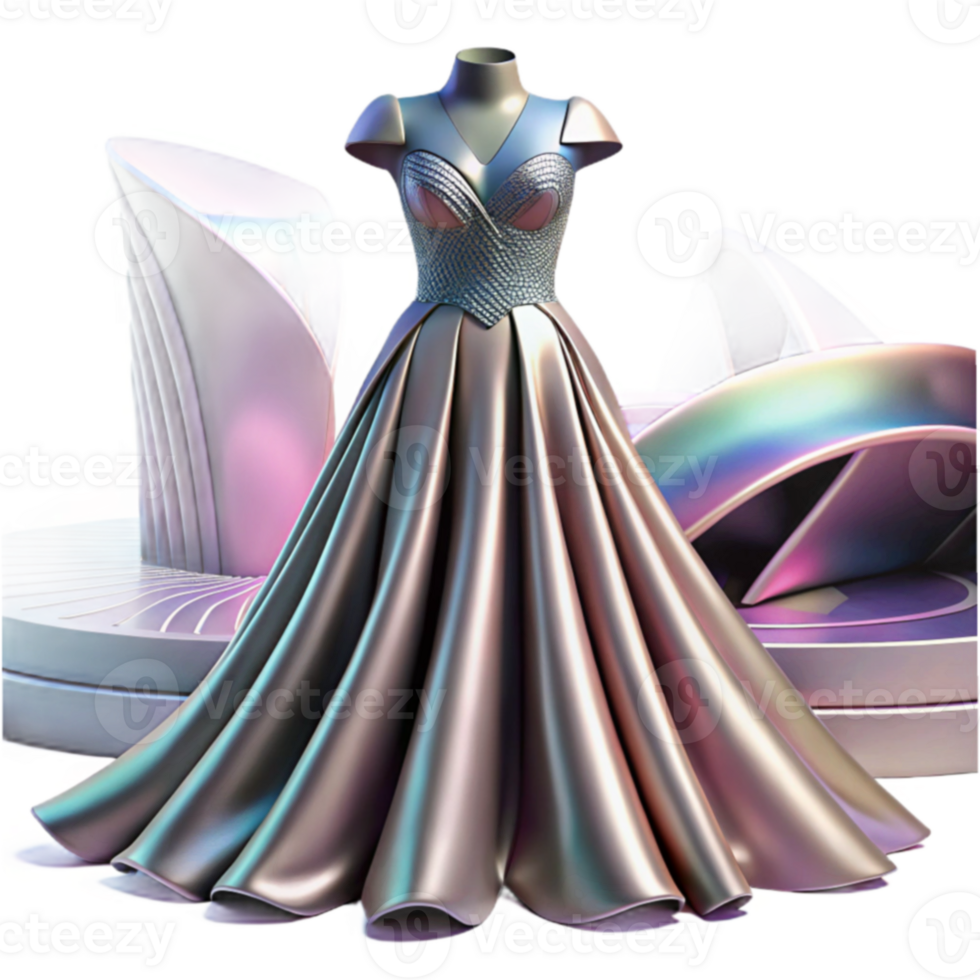Iridescent Gown on Futuristic Display png