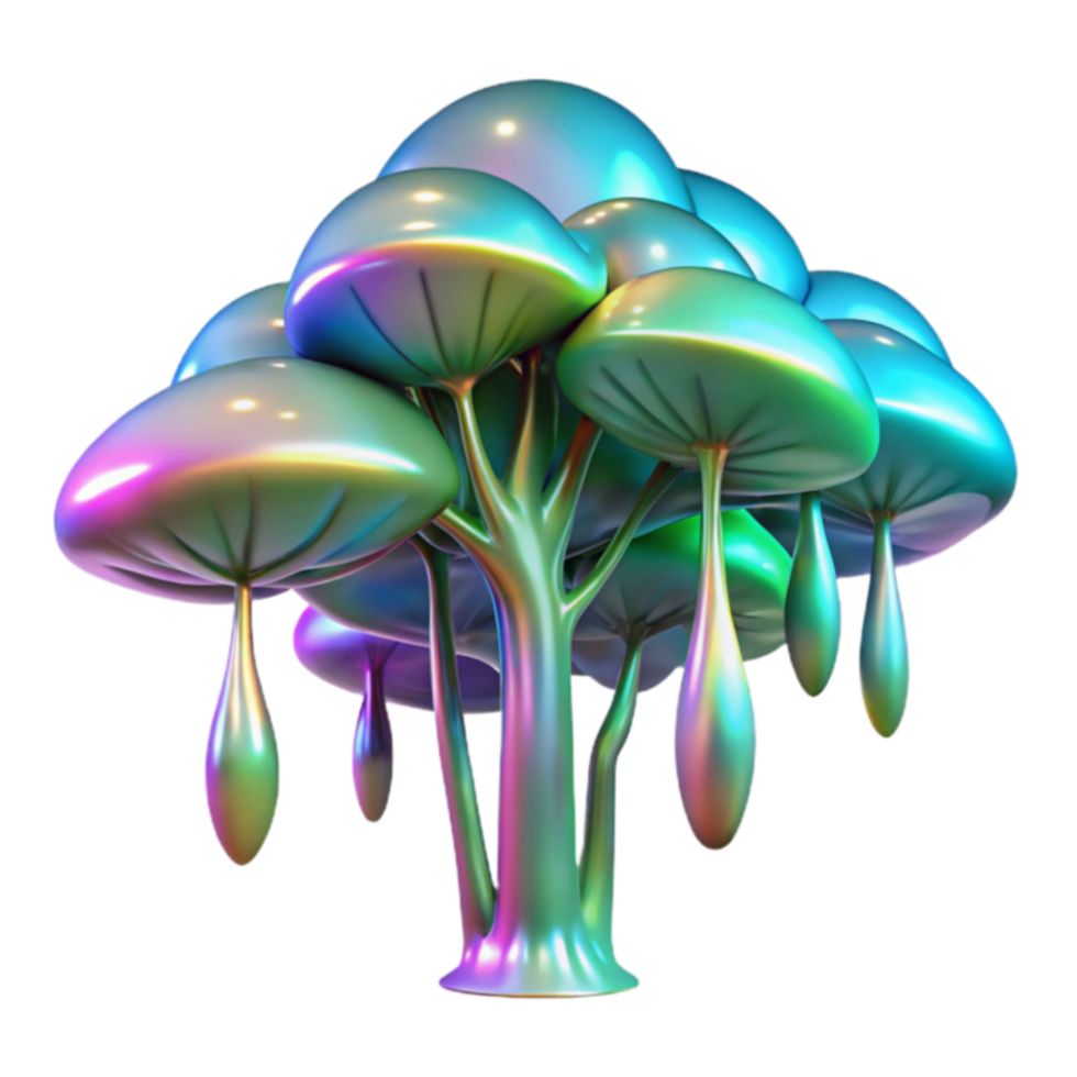Iridescent Mushroom Tree Fantasy Art png