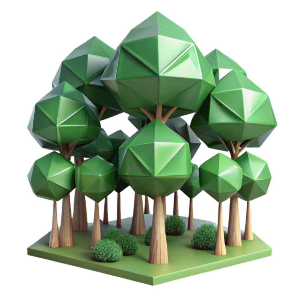Geometric Forest Low Poly Trees Green Landscape png