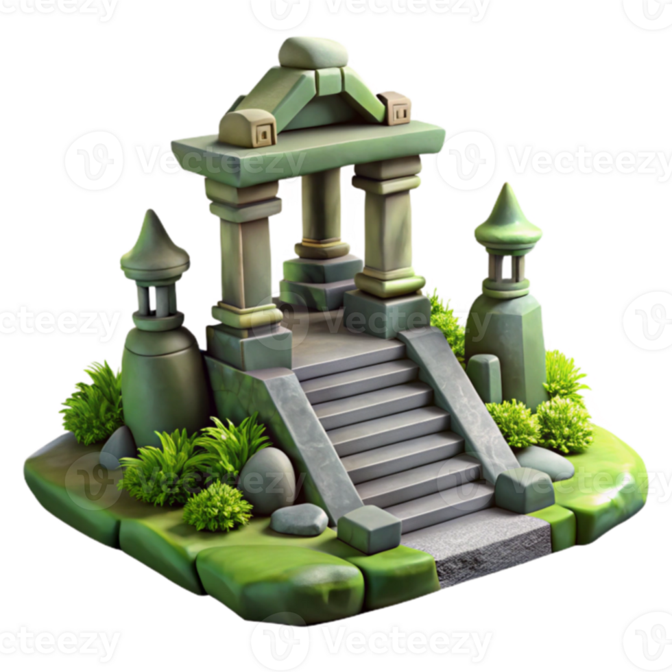 Stone Steps to Ancient Shrine 3D Model png