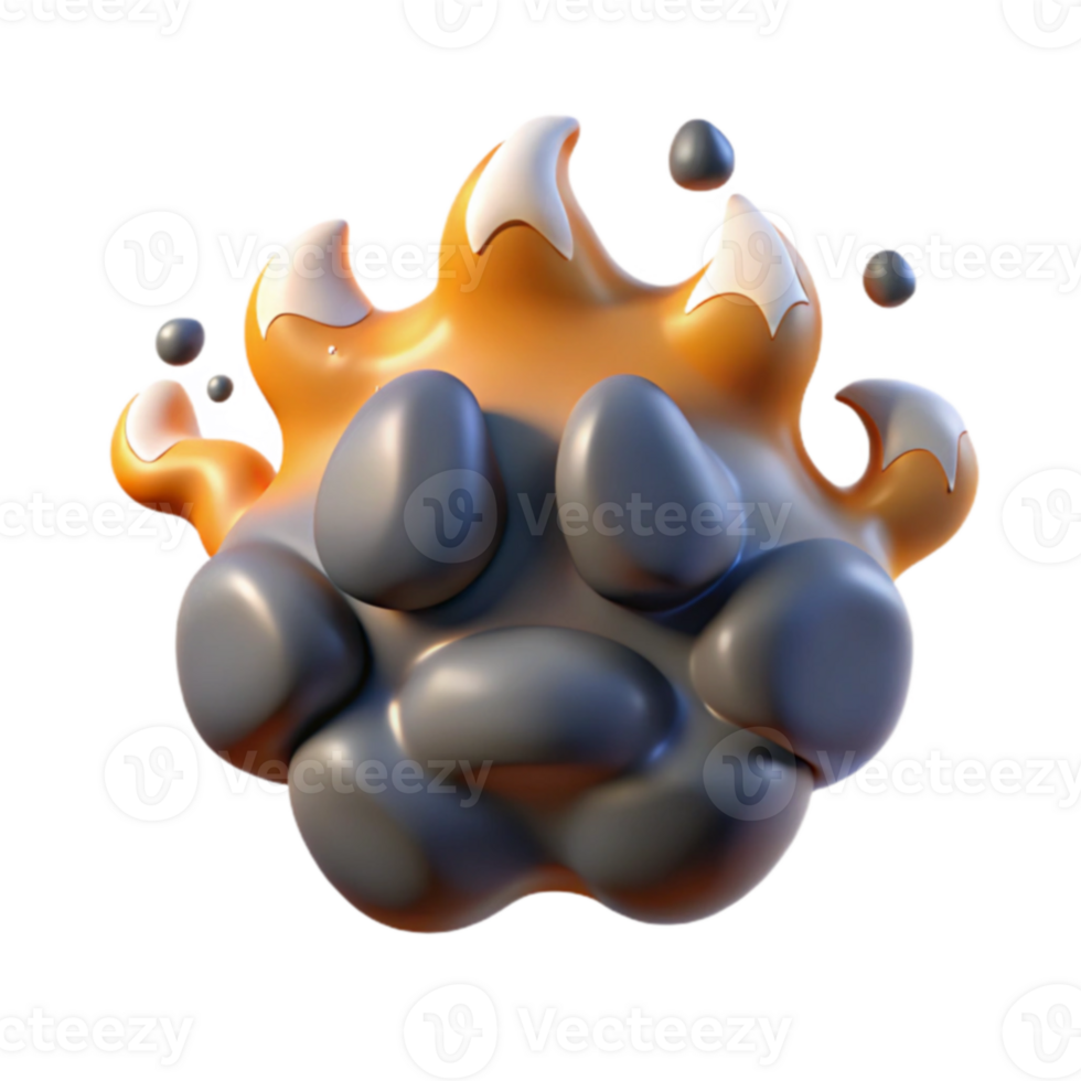 Fiery Paw Print Abstract 3D Render png