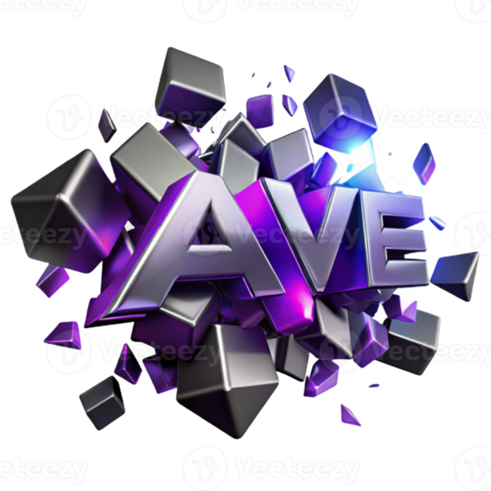 3D Text Effect AVE Exploding Cubes Design png