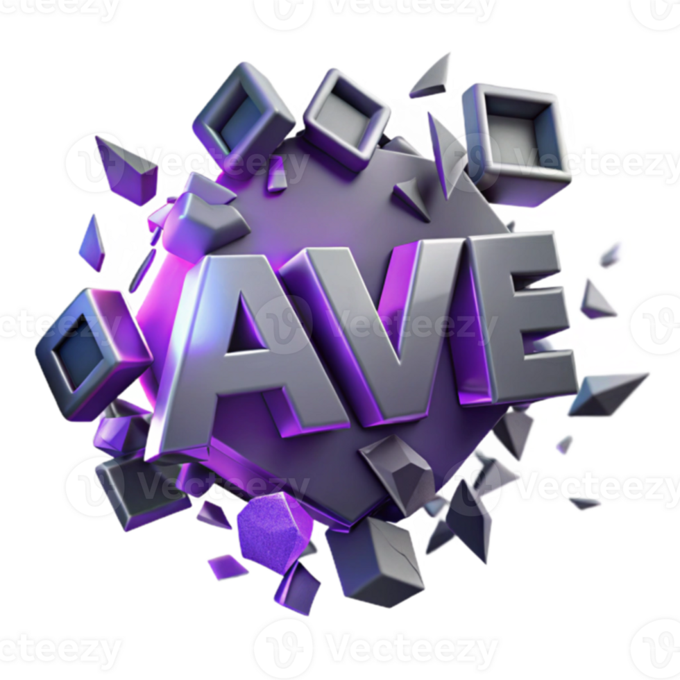 3D Text Effect Exploding Blocks, Purple Gray png