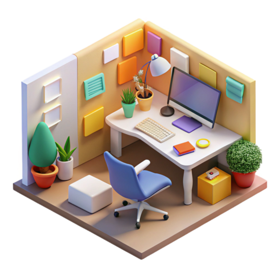 Modern Home Office Workspace Setup Productivity Design png