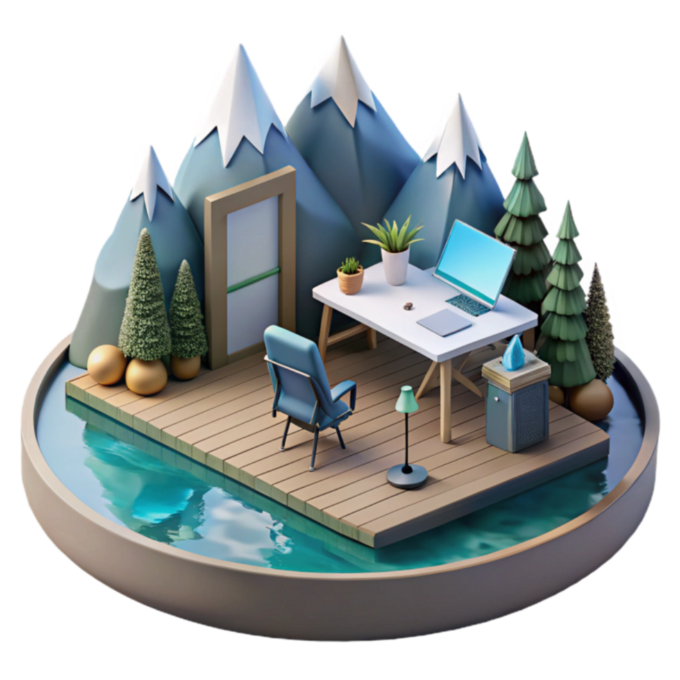 Serene Mountain Workspace Remote Work Haven png