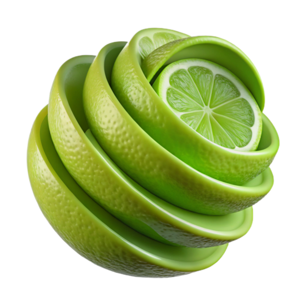 Abstract Lime Spiral A 3D Citrus Composition png