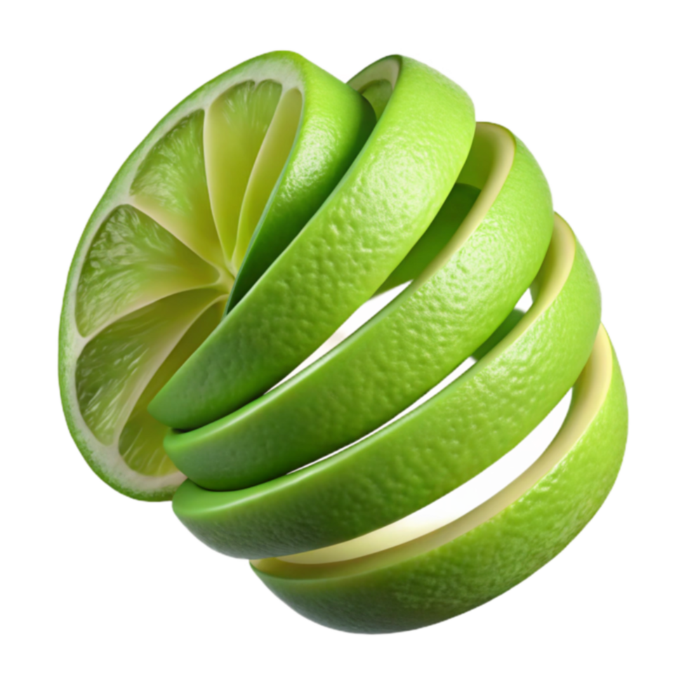 Spiral Lime Slices Juicy Citrus Fruit png