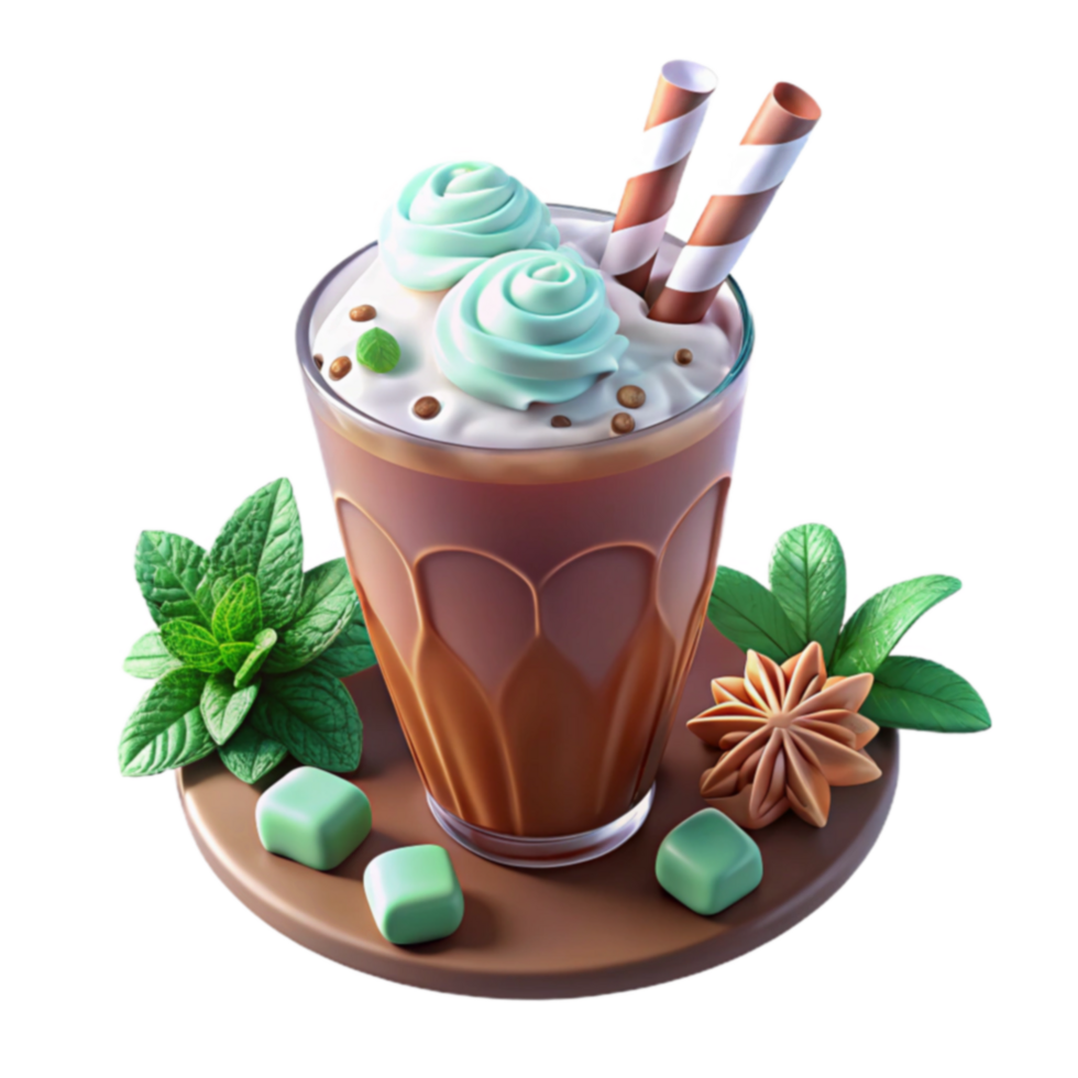 Mint Chocolate Ice Cream Drink with Whipped Cream png