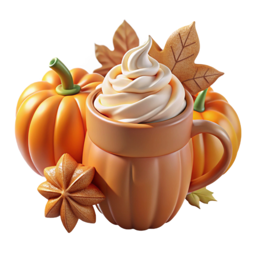 Autumn Whipped Cream Pumpkin Spice Mug png