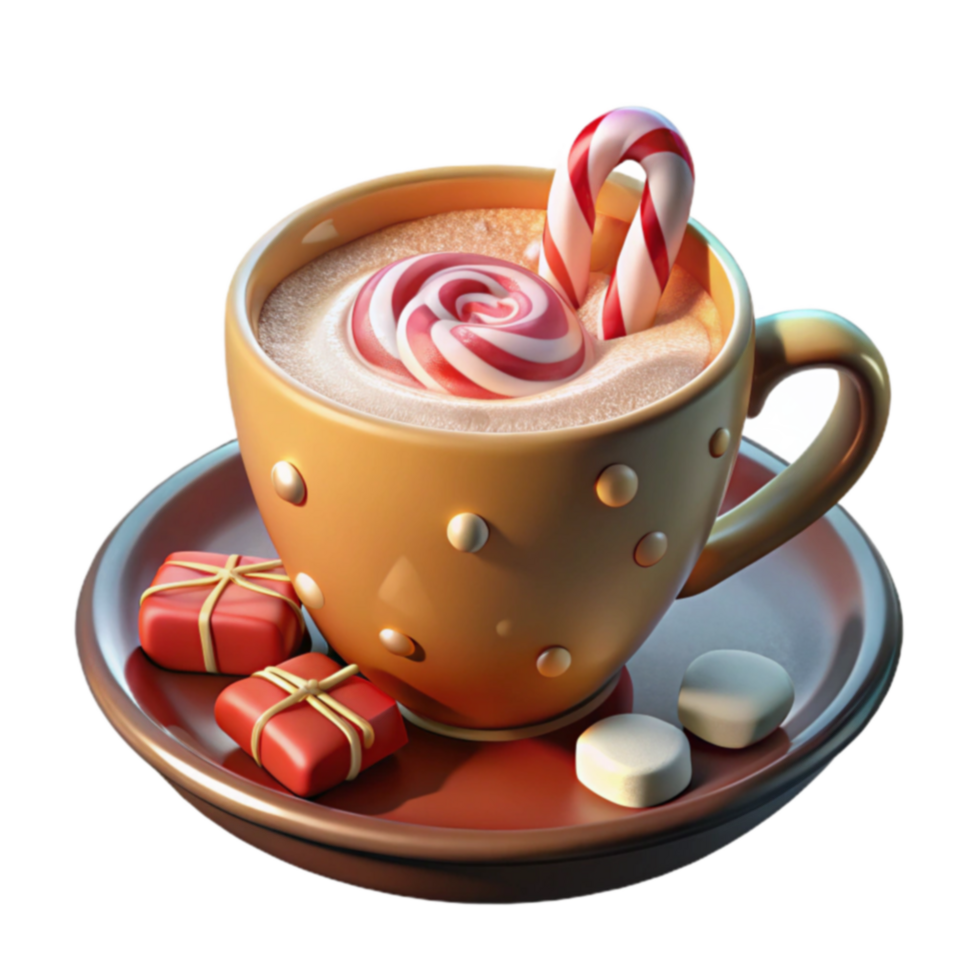 Cozy Holiday Hot Chocolate with Candy Canes and Gifts png