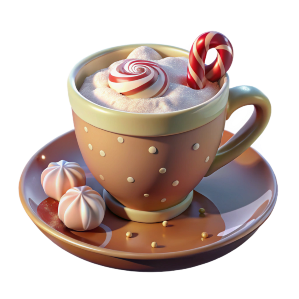 Whipped Hot Cocoa with Candy Canes and Meringues png