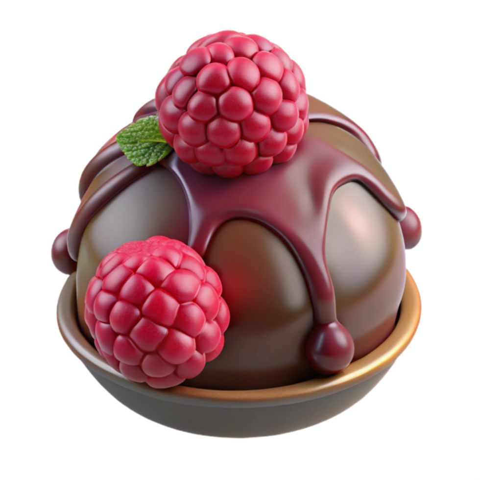 Chocolate Dessert with Raspberries and Drizzle png