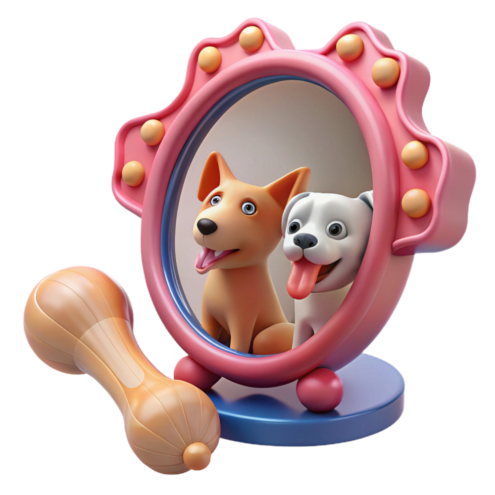 Adorable Dogs in Vanity Mirror with Treat png