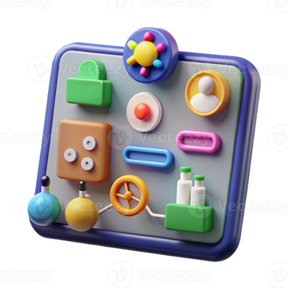 Colorful 3D Interface Design App Icons and Buttons png