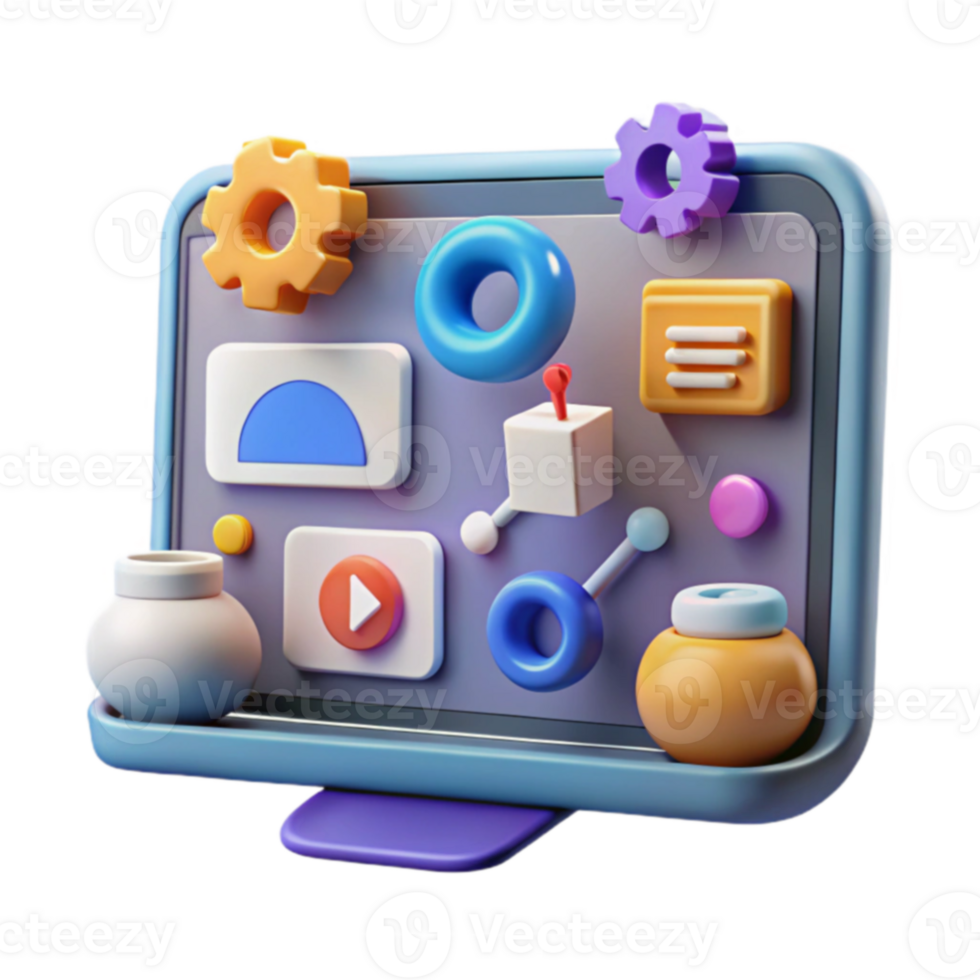 Digital Design Elements Interface Icons, 3D Models UI Kit png
