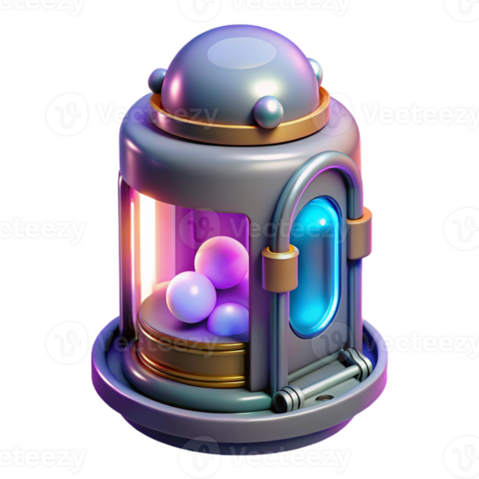Futuristic Orb Container 3D Render of Illuminated Sphere Dispenser png