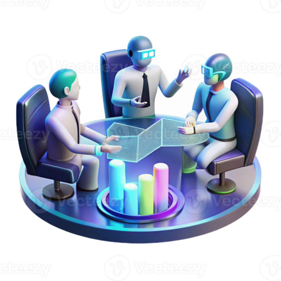 Virtual Team Collaboration Data Analysis 3D Visualization png