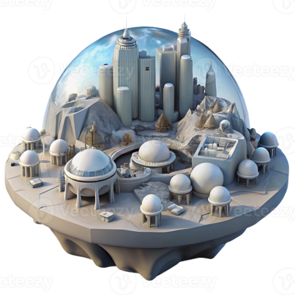 Futuristic Cityscape Under Dome A 3D Render png