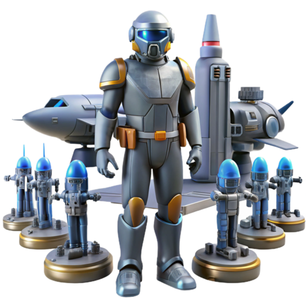 Space Trooper with Robots and Starship png