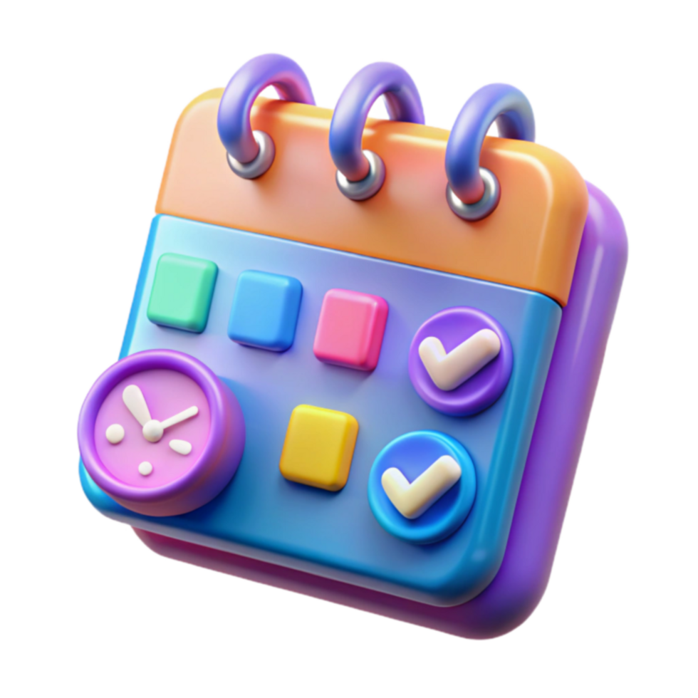 Schedule Planner Colorful 3D Calendar Time Management Tool png