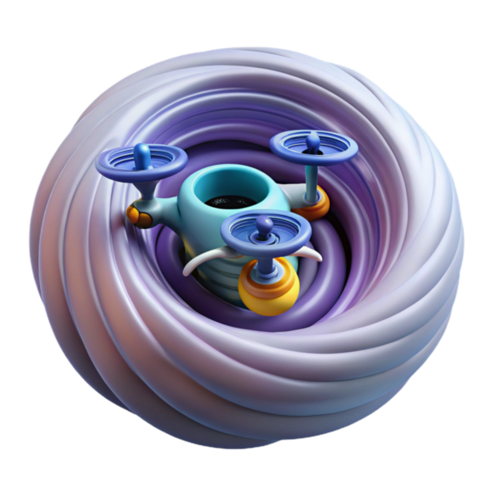 Abstract 3D Render Swirling Orb with Futuristic Device png