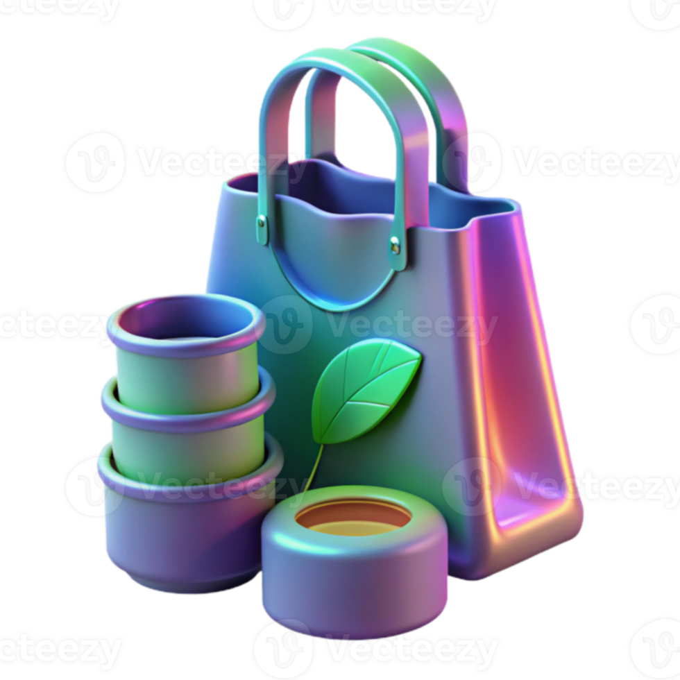 Eco-Friendly Shopping Bag with Reusable Containers png
