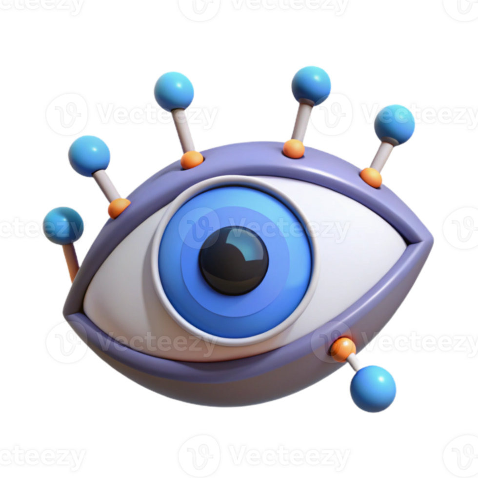 3D Stylized Eye with Sensors Cybernetic Vision png