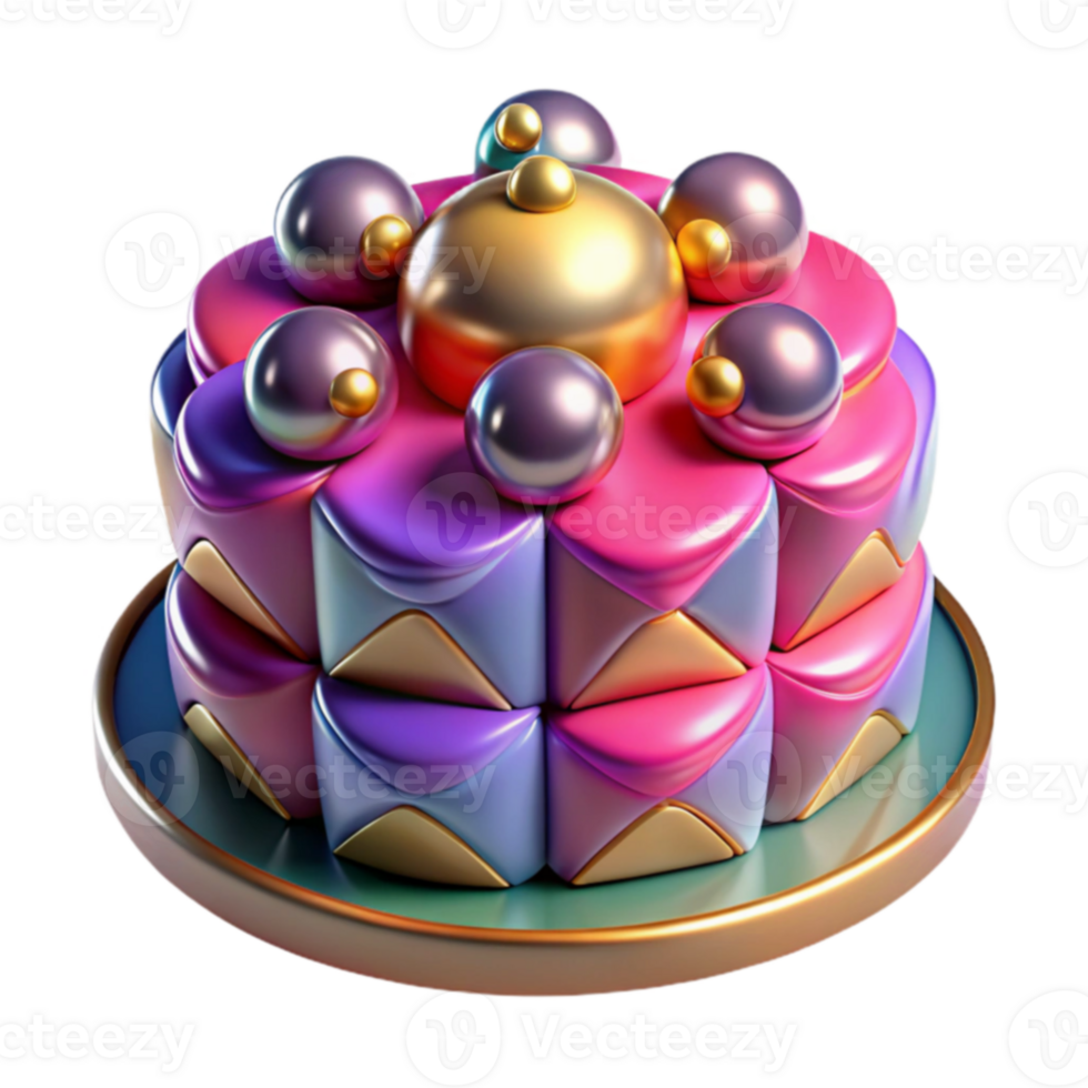 Abstract Cake 3D Render of Geometric Pastry png