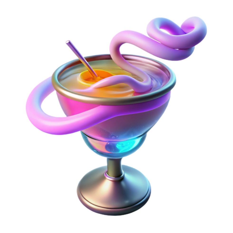 Whimsical Cocktail 3D Render of a Colorful Drink png