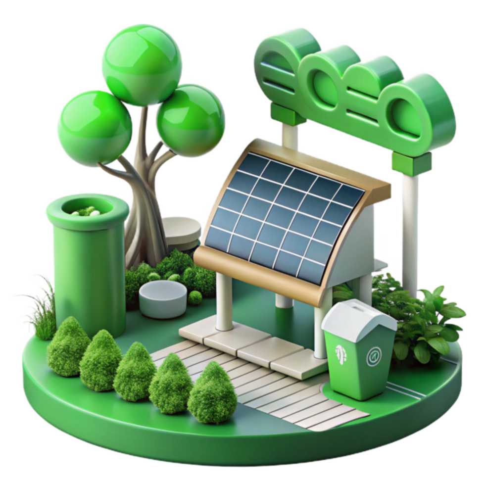 Eco-Friendly Park Solar Energy, Green Space, Recycling png