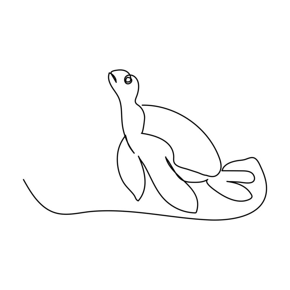 Turtle icon continuous one line drawing outline vector