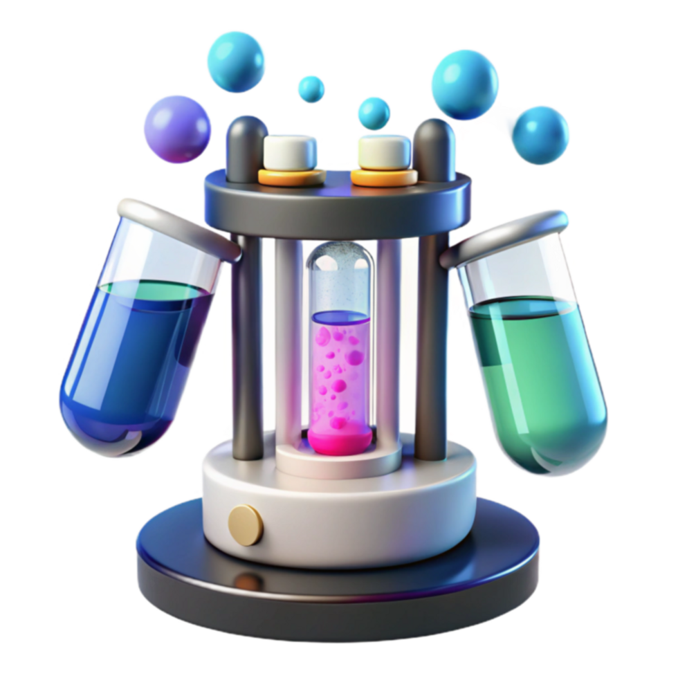 Science Lab Experiment Setup with Colorful Liquids png