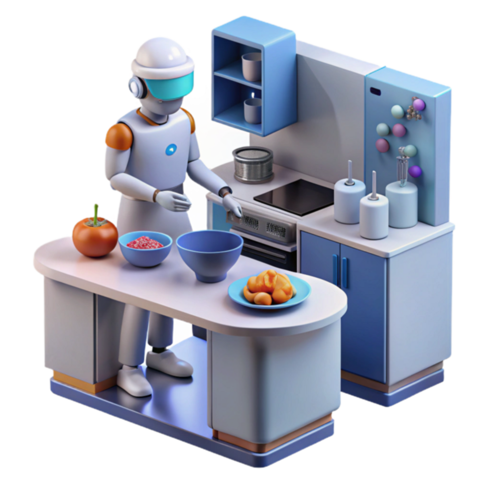 Robot Chef AI Cooking in Smart Kitchen png
