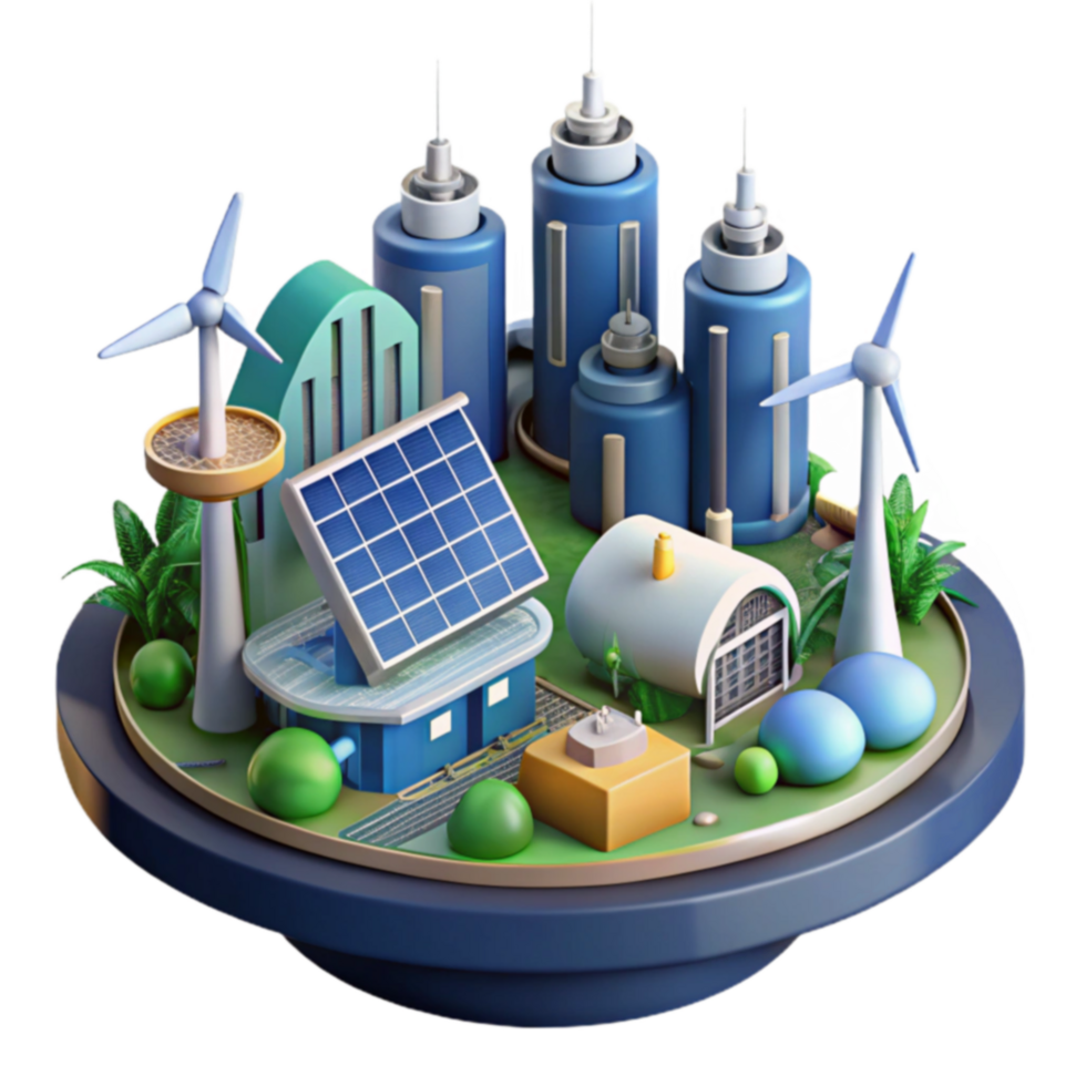 Sustainable City Green Energy, Solar Power, Wind Turbines png