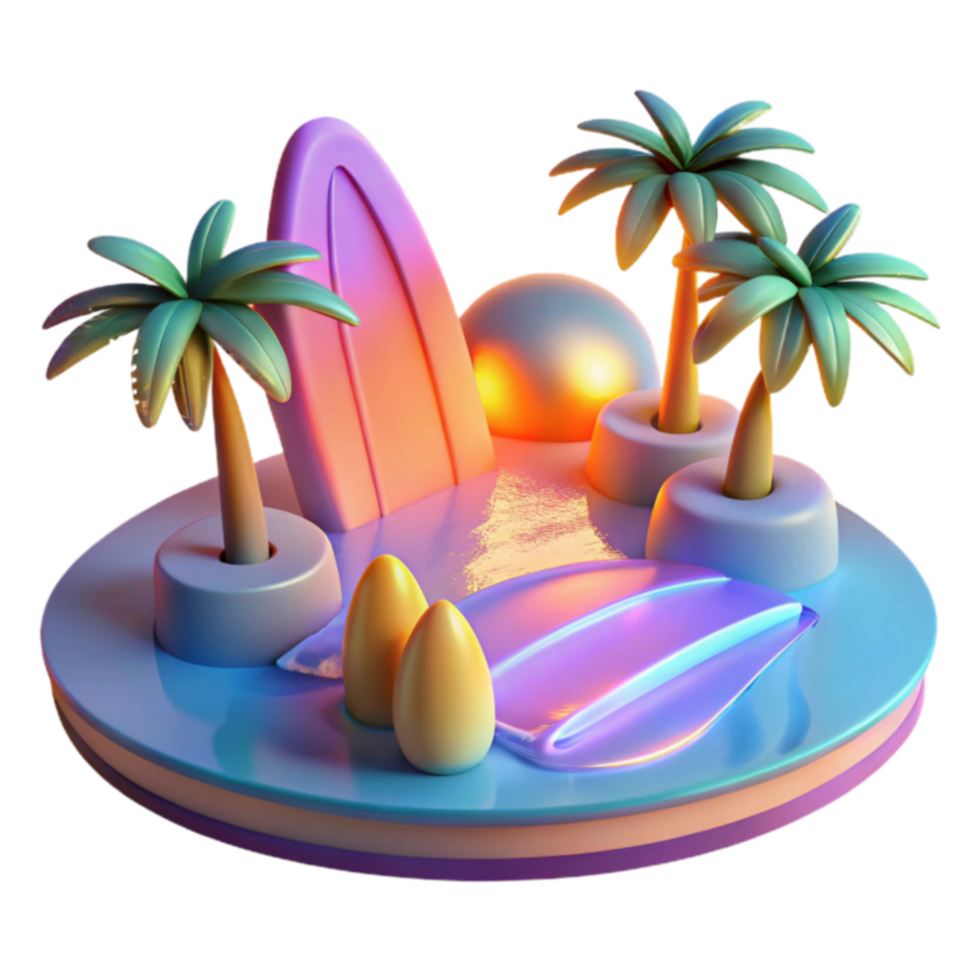 Tropical Island Paradise 3D Render of Summer Vacation png