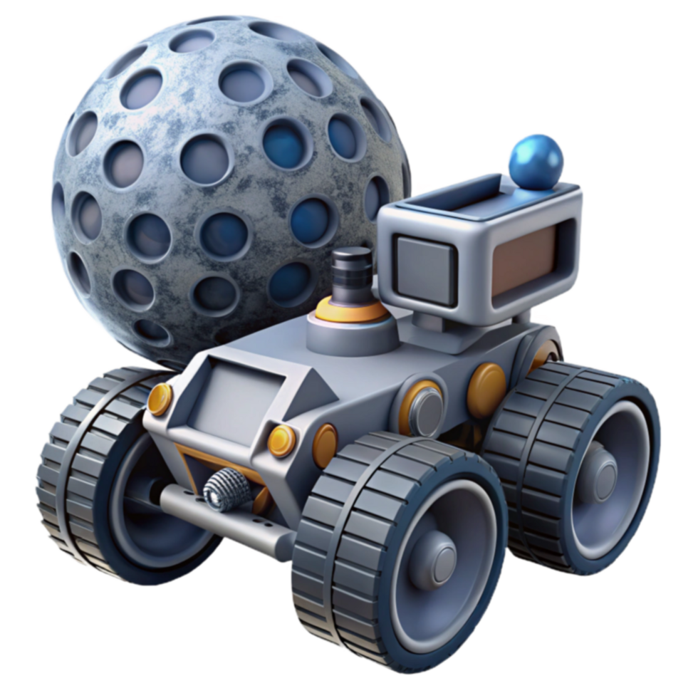 Lunar Rover Exploring a Cratered Moon png