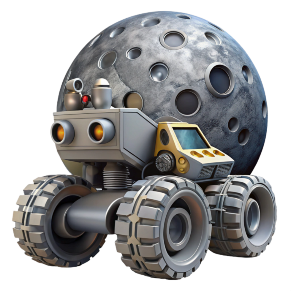 Lunar Rover on Cratered Moon Surface png