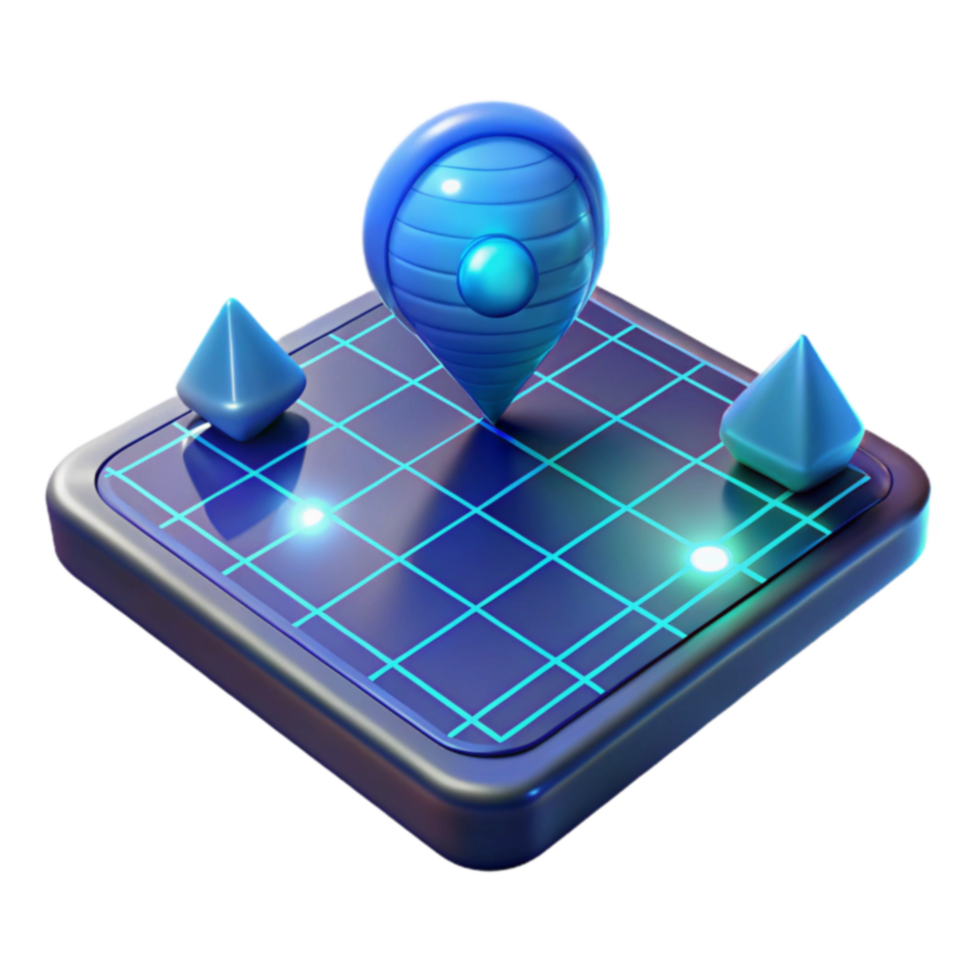 3D Location Marker on Grid Abstract Tech Design png