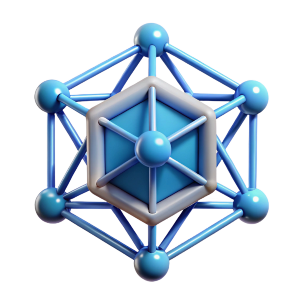 Abstract 3D Hexagonal Molecular Structure png