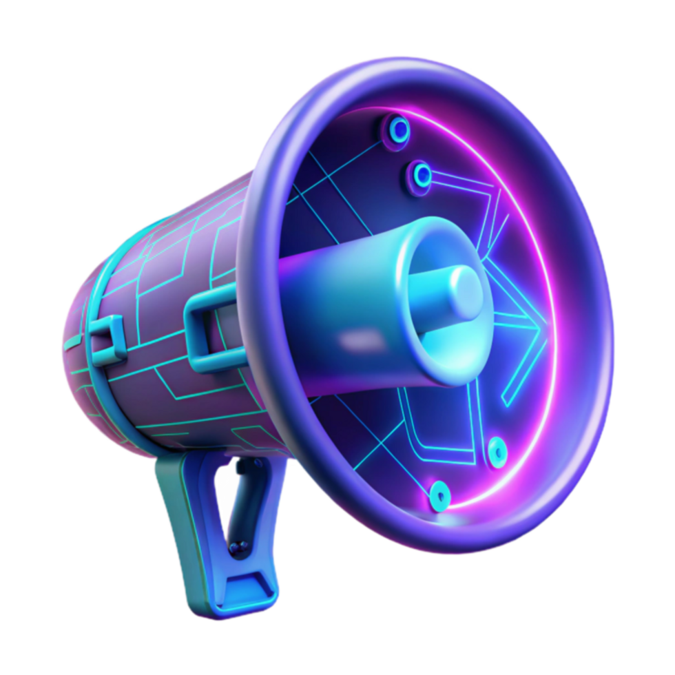 Neon Megaphone Futuristic Communication Device png