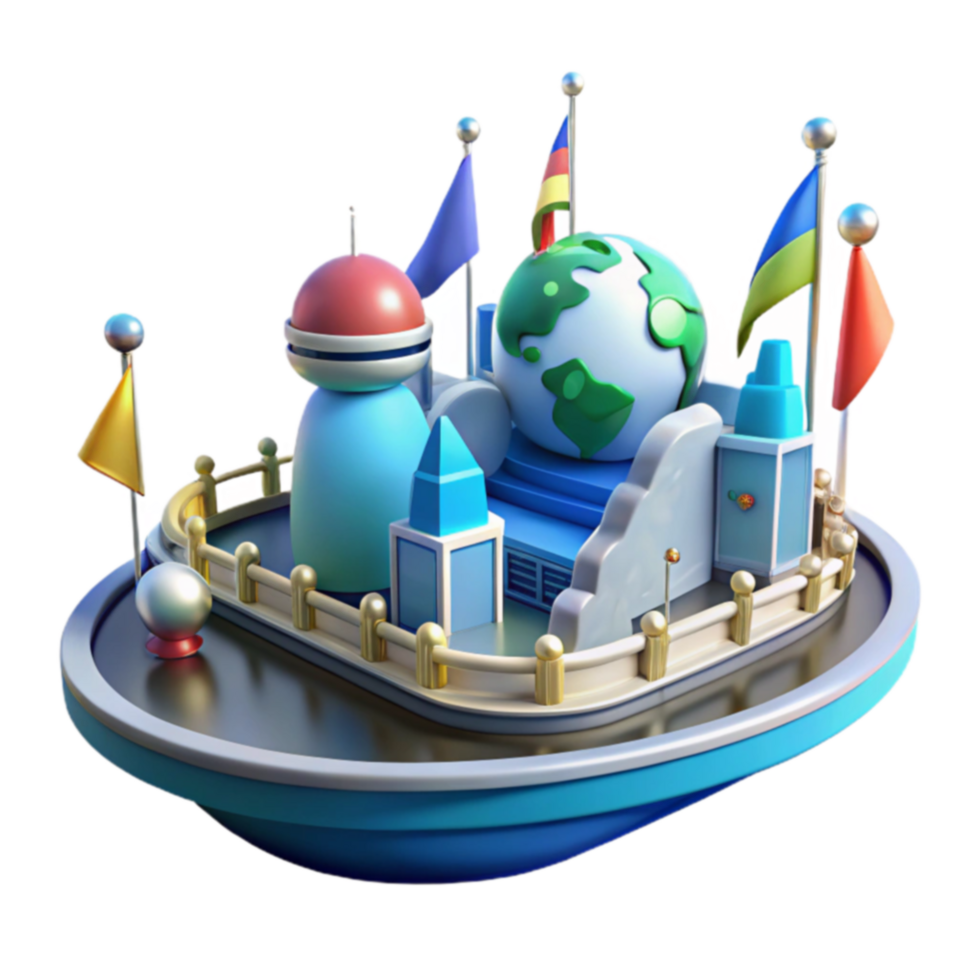 Global Theme Park 3D Render of a Whimsical World png