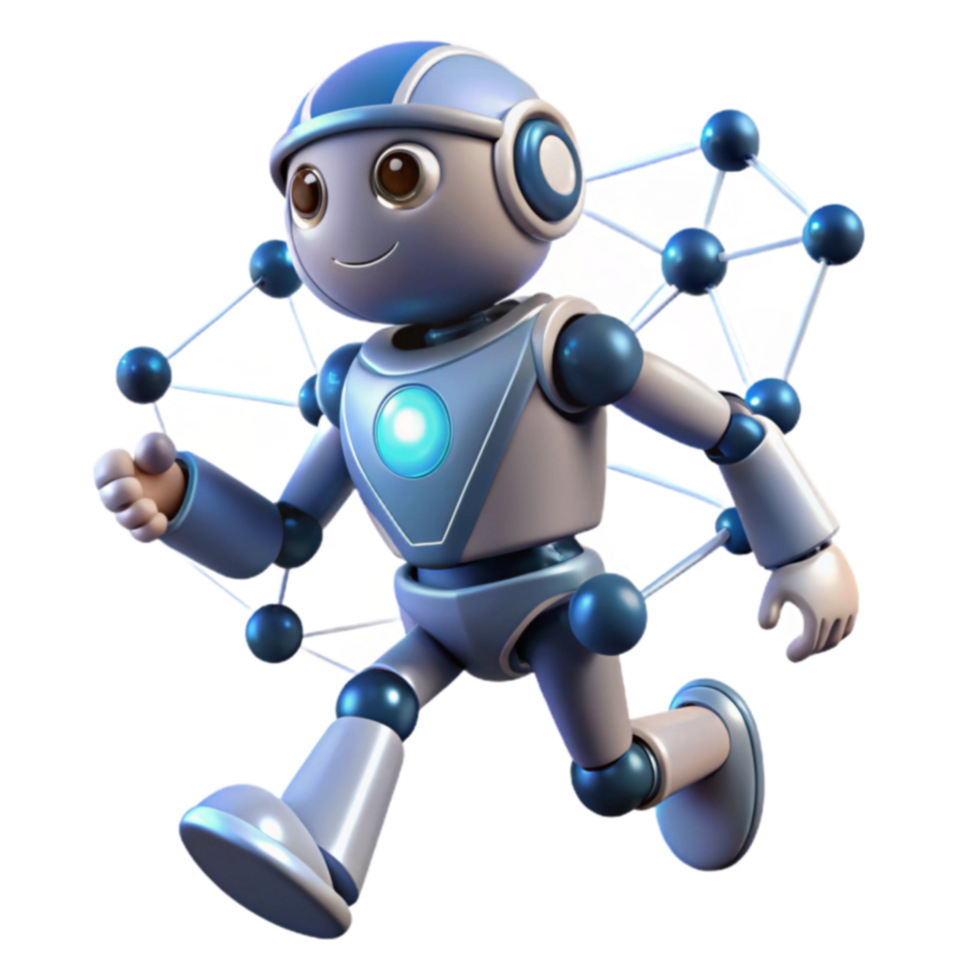 Friendly Robot Running Through Network png